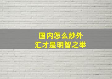 国内怎么炒外汇才是明智之举