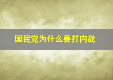 国民党为什么要打内战