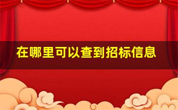 在哪里可以查到招标信息