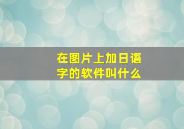 在图片上加日语字的软件叫什么