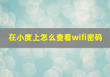 在小度上怎么查看wifi密码