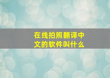 在线拍照翻译中文的软件叫什么