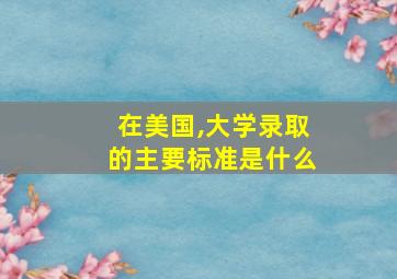 在美国,大学录取的主要标准是什么