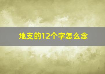 地支的12个字怎么念