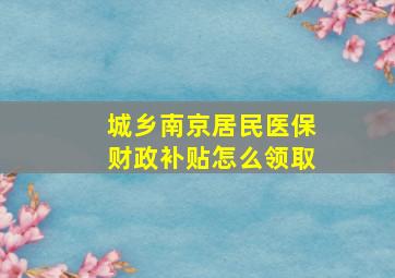 城乡南京居民医保财政补贴怎么领取