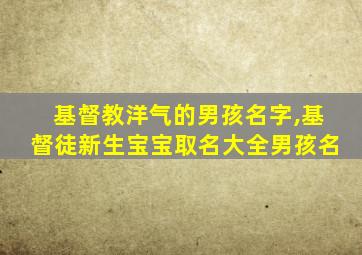 基督教洋气的男孩名字,基督徒新生宝宝取名大全男孩名