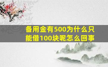 备用金有500为什么只能借100块呢怎么回事