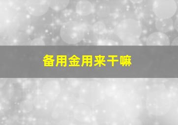 备用金用来干嘛