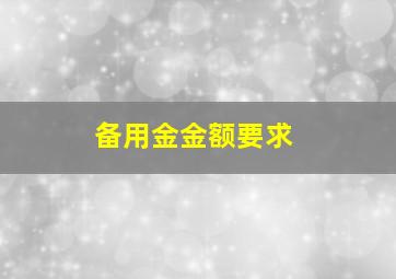 备用金金额要求