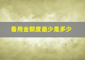 备用金额度最少是多少