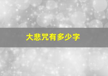 大悲咒有多少字