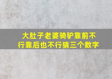 大肚子老婆骑驴靠前不行靠后也不行猜三个数字