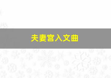 夫妻宫入文曲