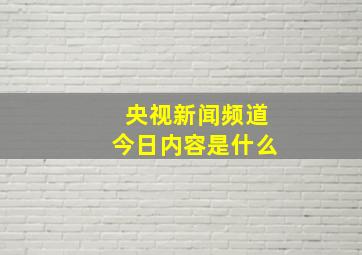 央视新闻频道今日内容是什么