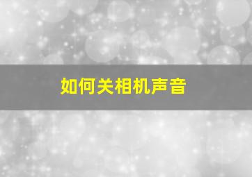 如何关相机声音