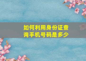 如何利用身份证查询手机号码是多少