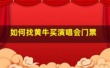 如何找黄牛买演唱会门票