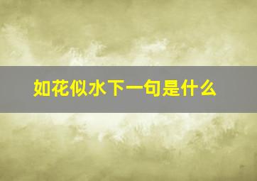 如花似水下一句是什么