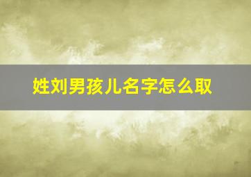 姓刘男孩儿名字怎么取