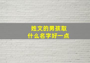 姓文的男孩取什么名字好一点