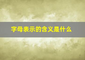 字母表示的含义是什么