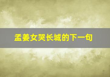 孟姜女哭长城的下一句