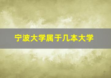 宁波大学属于几本大学