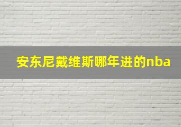 安东尼戴维斯哪年进的nba