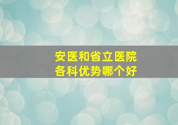 安医和省立医院各科优势哪个好