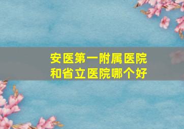 安医第一附属医院和省立医院哪个好