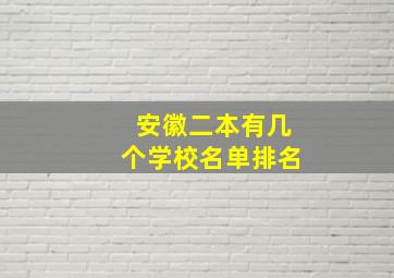 安徽二本有几个学校名单排名