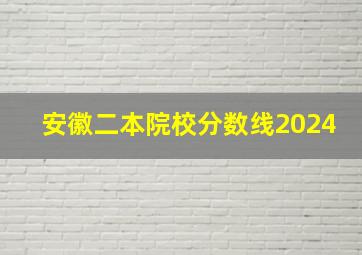 安徽二本院校分数线2024