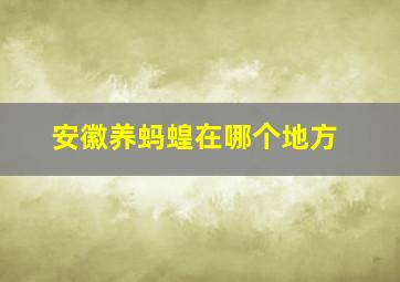 安徽养蚂蝗在哪个地方