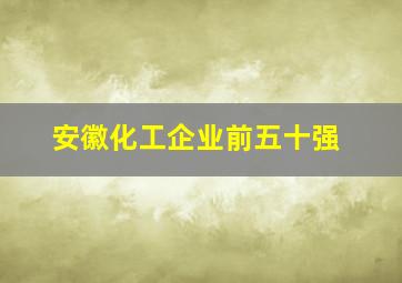 安徽化工企业前五十强