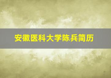 安徽医科大学陈兵简历