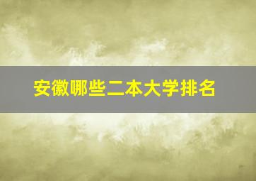 安徽哪些二本大学排名