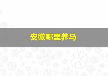 安徽哪里养马