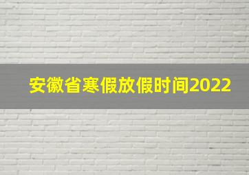 安徽省寒假放假时间2022