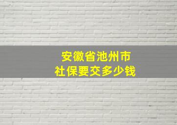 安徽省池州市社保要交多少钱