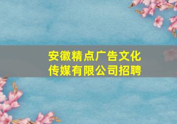 安徽精点广告文化传媒有限公司招聘