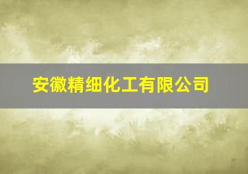 安徽精细化工有限公司