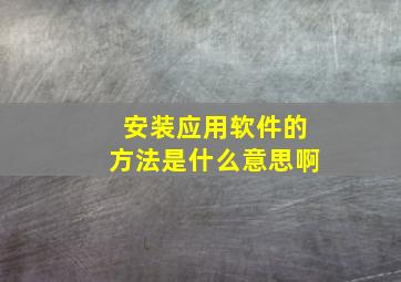 安装应用软件的方法是什么意思啊