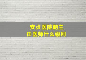 安贞医院副主任医师什么级别