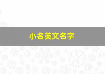 小名英文名字