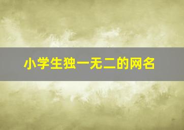 小学生独一无二的网名