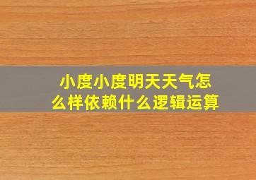 小度小度明天天气怎么样依赖什么逻辑运算