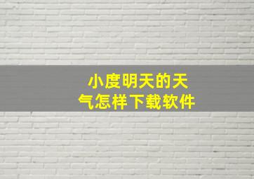 小度明天的天气怎样下载软件