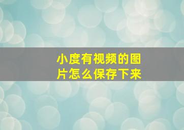 小度有视频的图片怎么保存下来