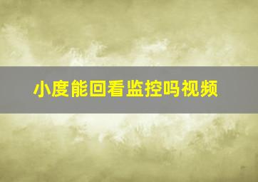 小度能回看监控吗视频