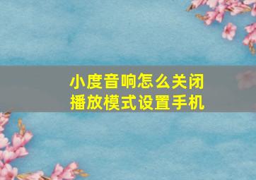 小度音响怎么关闭播放模式设置手机